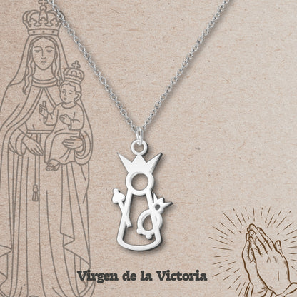Collar Virgen de España Acero inoxidable, colgante Virgen del Pilar, Virgen de Rocío,Virgen de Covadonga