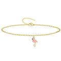 Pulsera con flamenco rosa en acero dorado para mujer