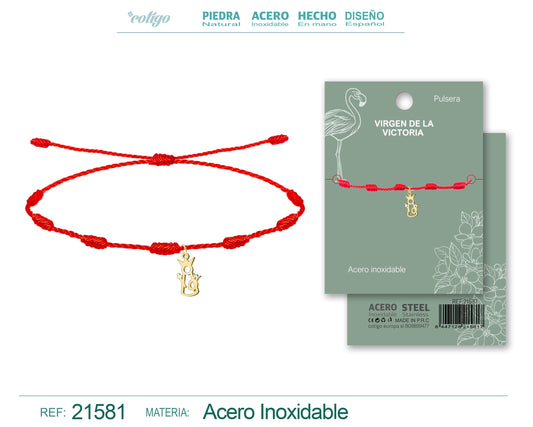 Pulsera 7 nudos con Virgen de la Victoria Acero Dorado