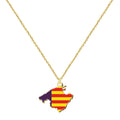 Colgante mapa Mallorca en acero dorado con cadena fina