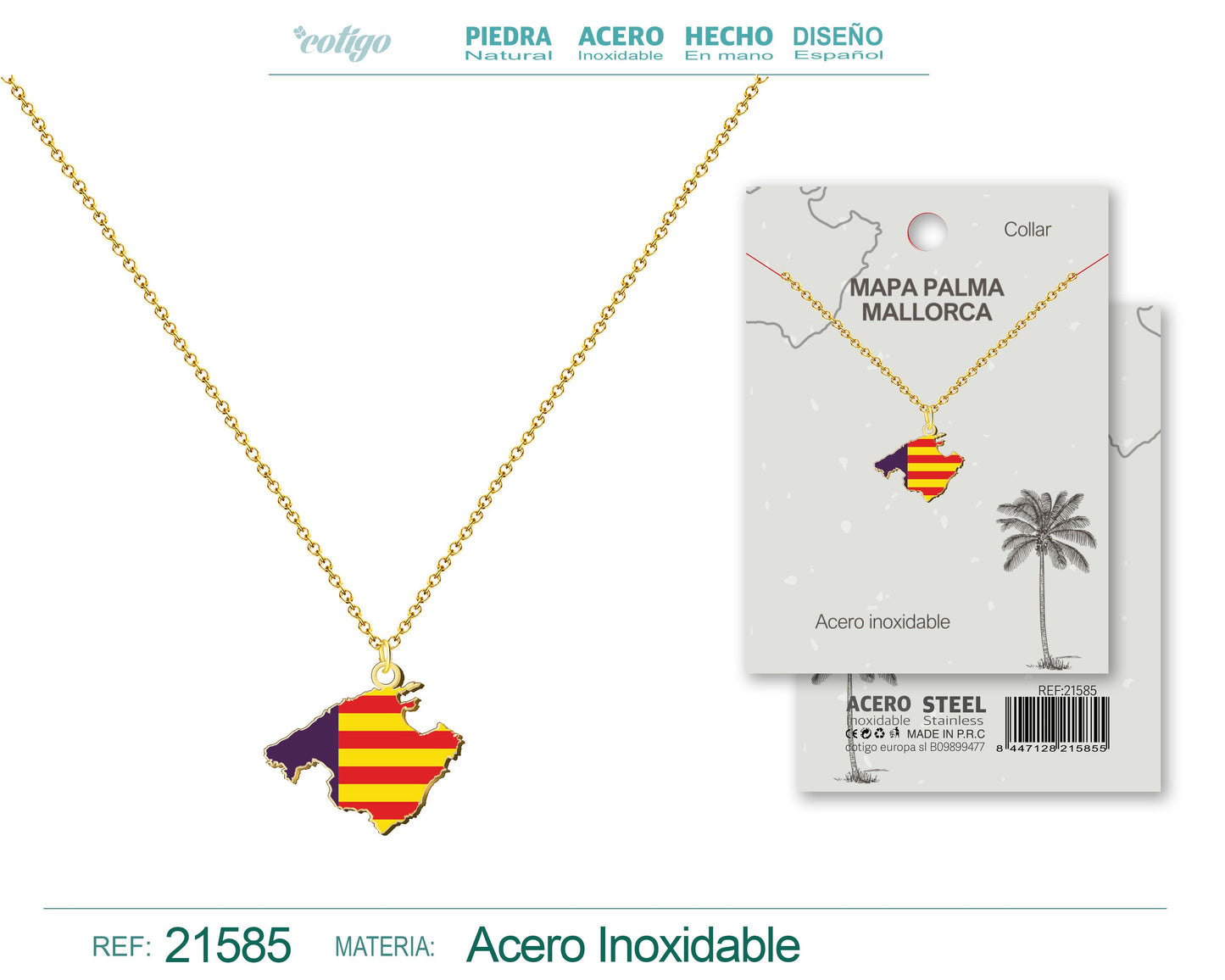 colgante Mapa mallorca Acero Dorado