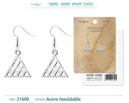 Pendiente Pintadera Canarias Acero Plateado
