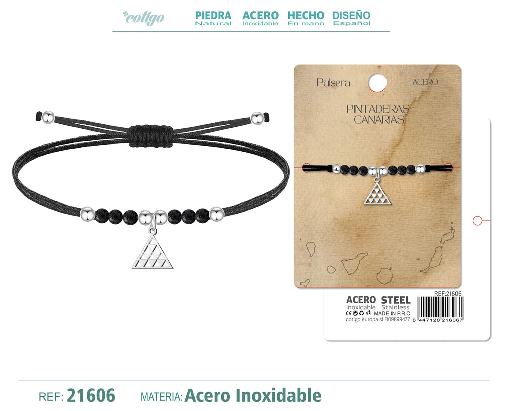 Pulsera Hilo Encerado pintadera Canaria Triangular - cotigo