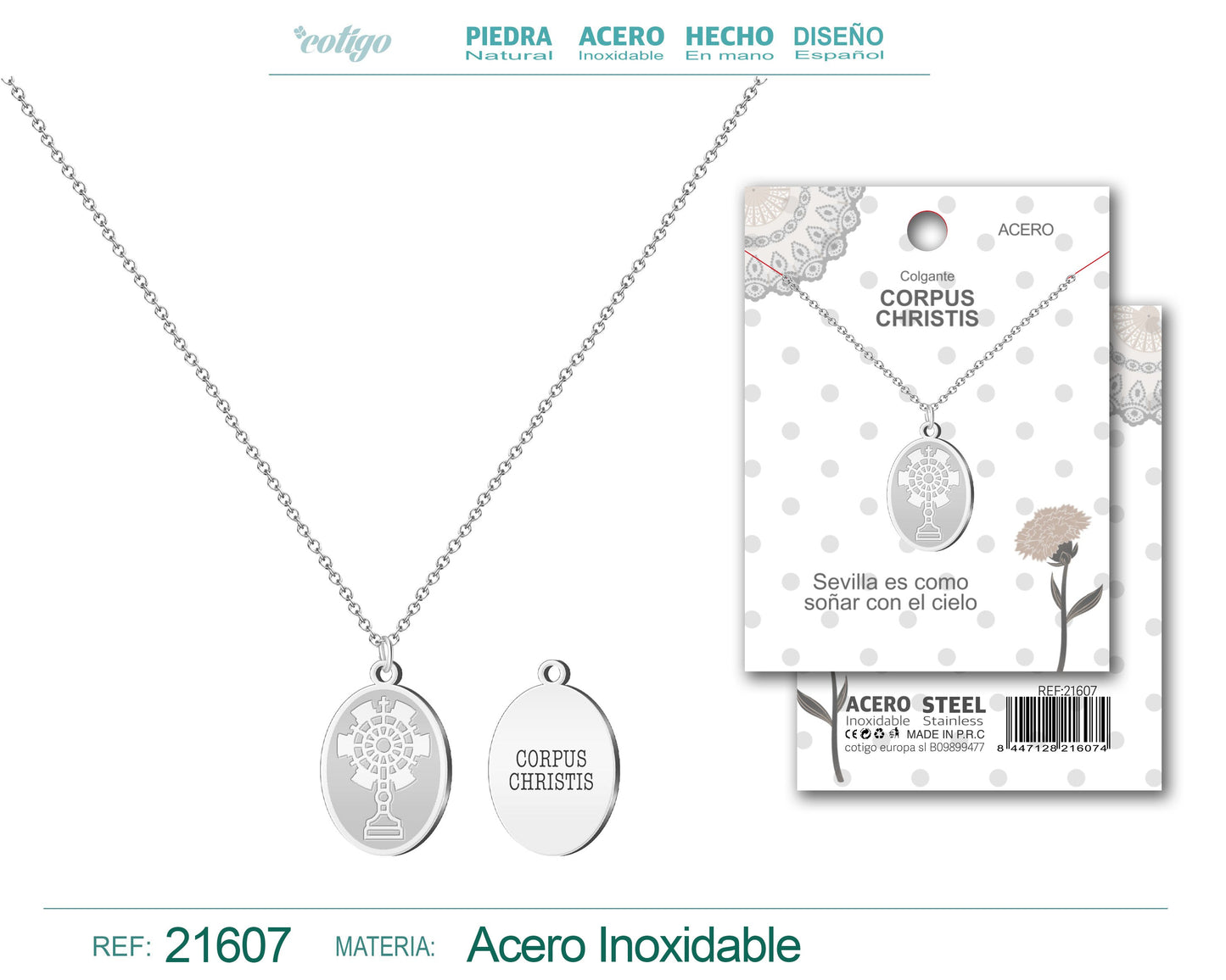 Colgante Corpus christis Acero Plateado