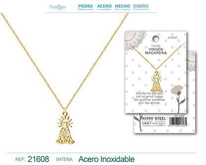 Colgante Virgen de la Esperanza Macarena Acero Dorado