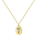 Colgante clavel en acero inoxidable dorado con diseño floral grabado