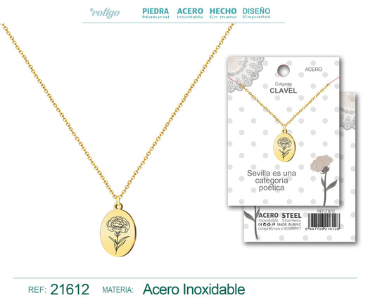 Colgante Clavel Acero Dorado