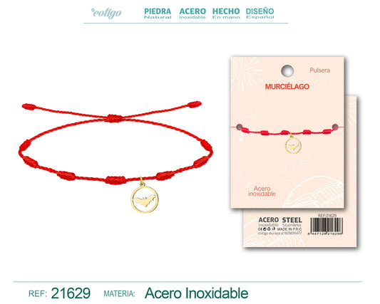 Pulsera 7 nudos con Murcielago de jaume Acero Dorado