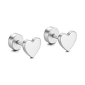 Pendientes de rosca plateados con diseño de corazón liso