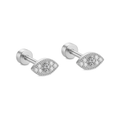 Pendientes de rosca plateados con ojo decorado con circonitas