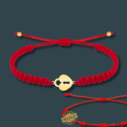 Pulsera Hilo Destino Roja Hecho a Mano 🧵 con Amuleto de Suerte y Protección 🍀 en Acero Inoxidable 💎 ¡Incluye Pulsera 7 Nudos de Regalo! 🎁