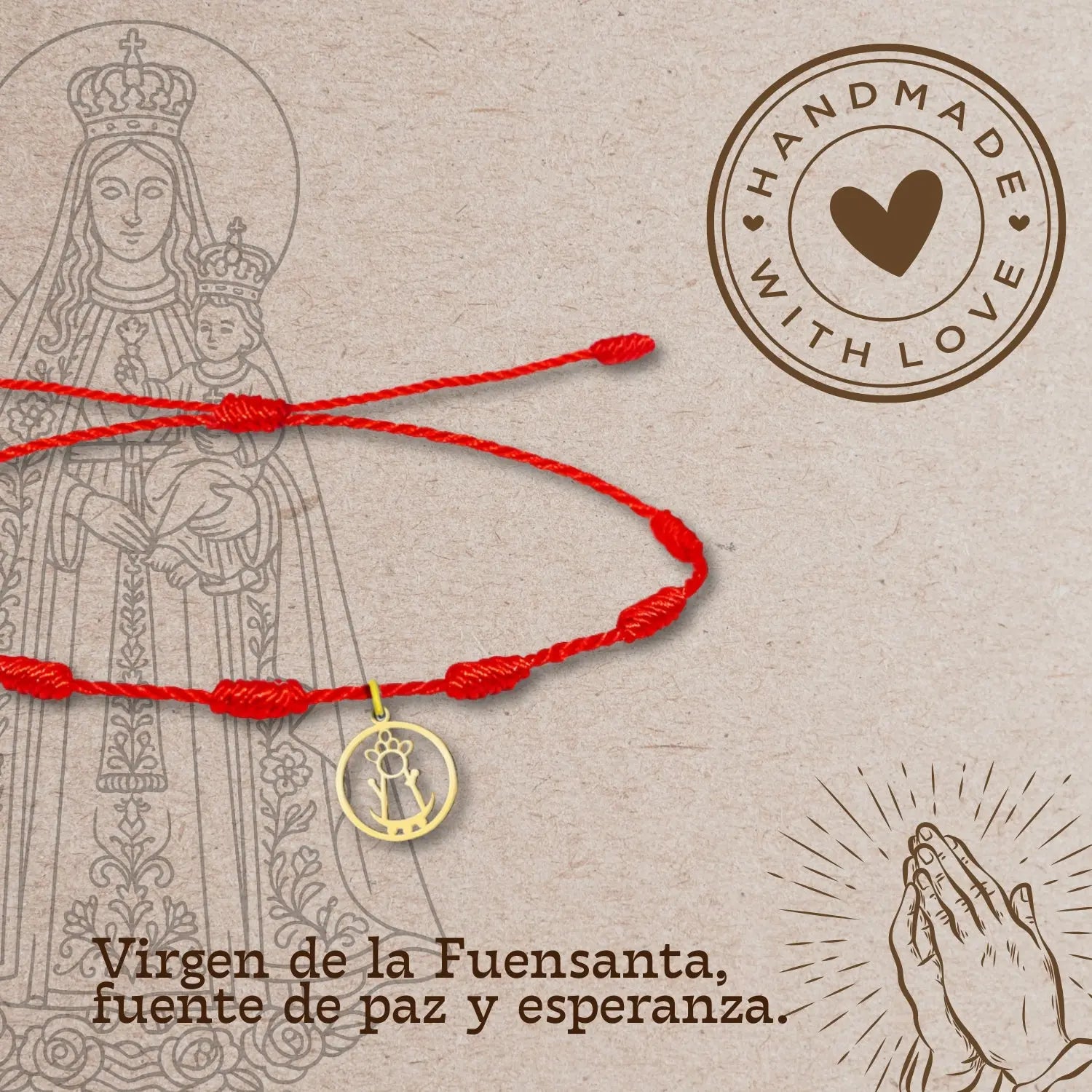 Pulsera 7 Nudos Virgen de la Fuensanta Acero Dorado - cotigo