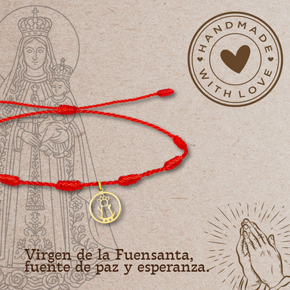 Pulsera 7 nudos con Virgen de la Fuensanta Acero Dorado