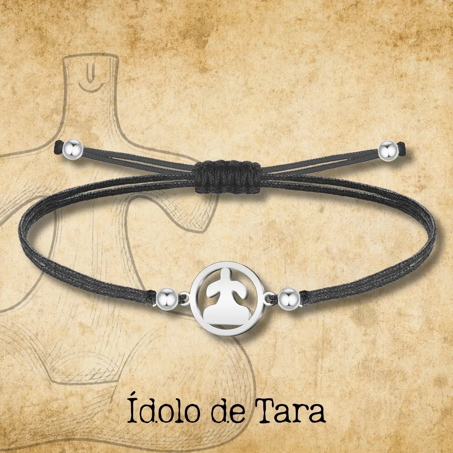 Pulsera Hilo Con Idolo de Tara Acero Plateado - cotigo