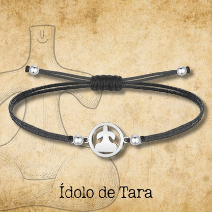 Pulsera Hilo Con Idolo de Tarra Acero Plateado