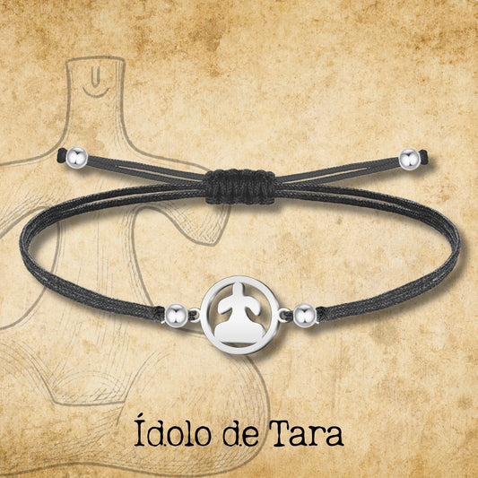 Pulsera Hilo Con Idolo de Tarra Acero Plateado