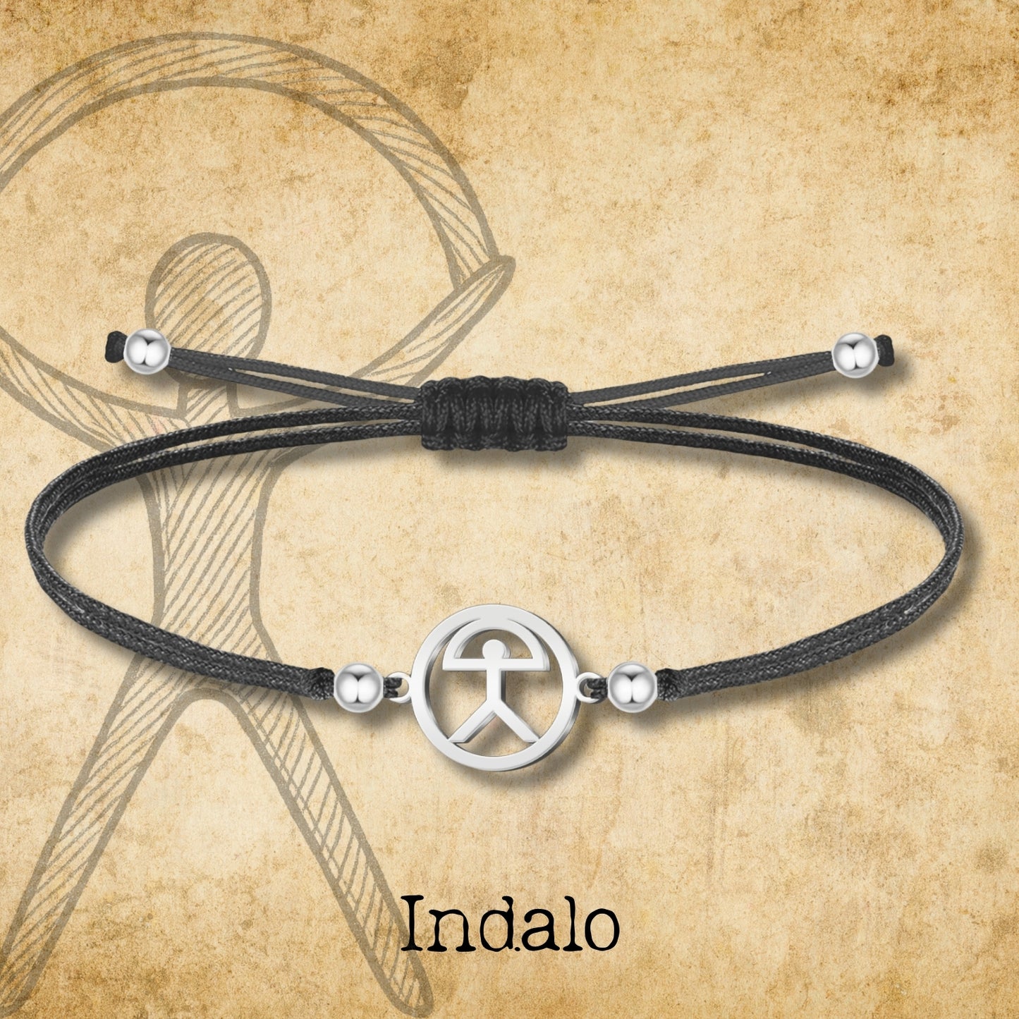 Pulsera Hilo encerado Con Indalo Acero Plateado