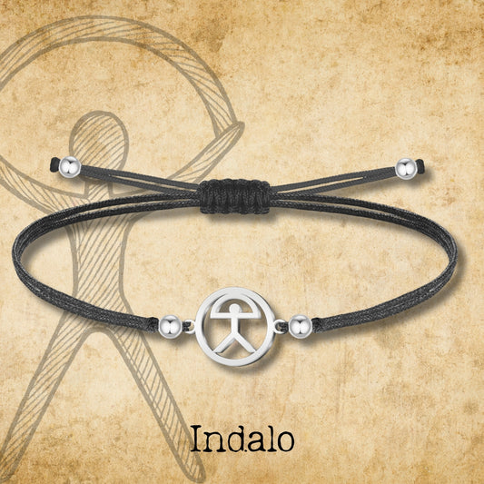 Pulsera Hilo encerado Con Indalo Acero Plateado