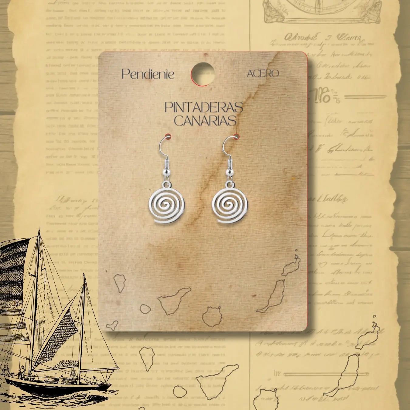 Pendientes Pintadera Canaria Espiral - cotigo