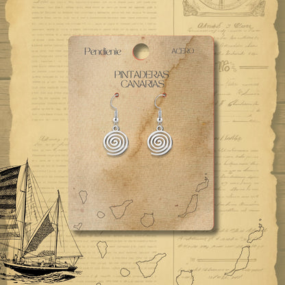 Pendiente Pintadera Canarias Acero Plateado