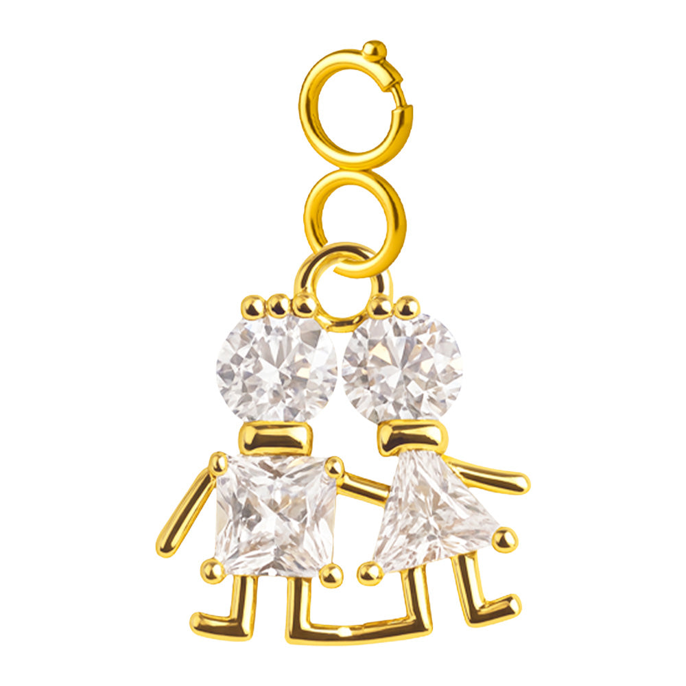 CHARM de Cobre Chapado a Oro 14K con Circonita-con Cierre