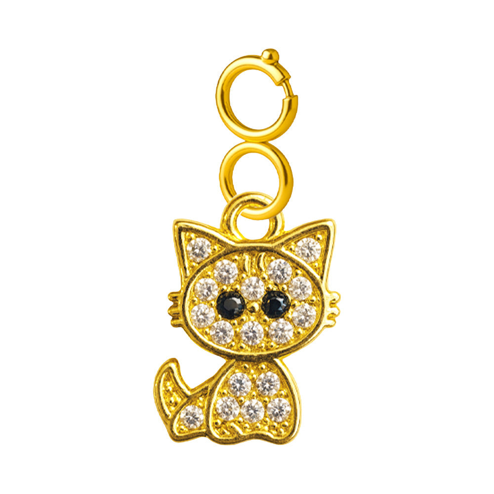 CHARM de Cobre Chapado a Oro 14K con Circonita-con Cierre