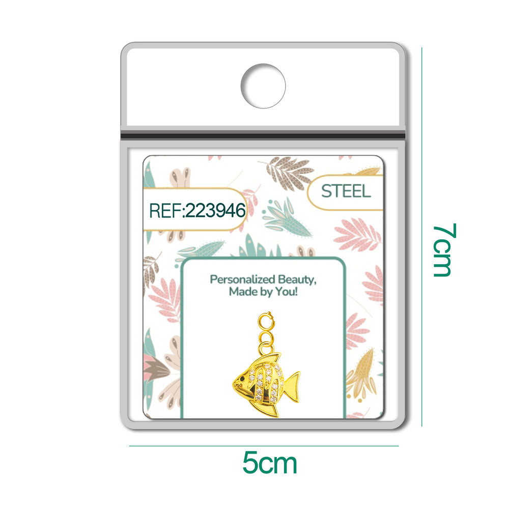 CHARM de Cobre Chapado a Oro 14K con Circonita-con Cierre