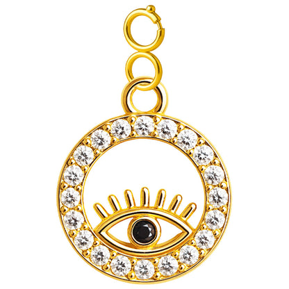 CHARM de Cobre Chapado a Oro 14K con Circonita-con Cierre