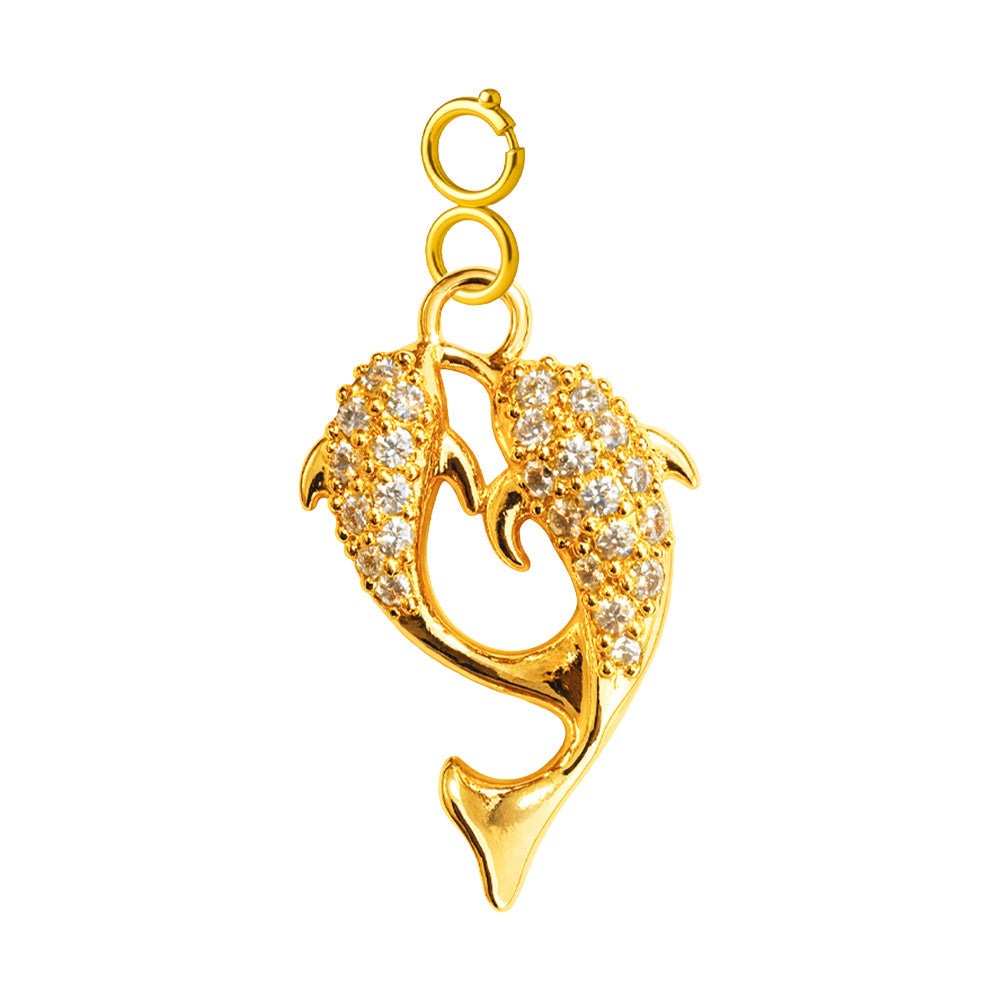 CHARM de Cobre Chapado a Oro 14K con Circonita-con Cierre