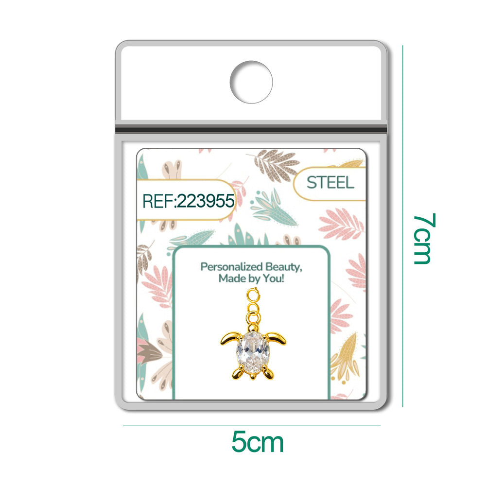 CHARM de Cobre Chapado a Oro 14K con Circonita-con Cierre