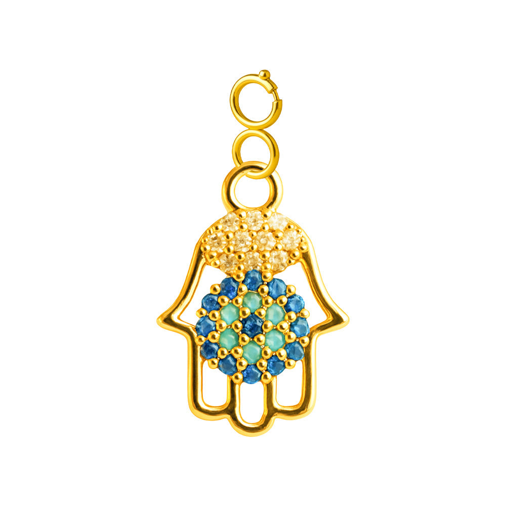 CHARM de Cobre Chapado a Oro 14K con Circonita-con Cierre