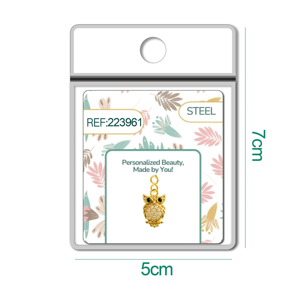 CHARM de Cobre Chapado a Oro 14K con Circonita-con Cierre - cotigo