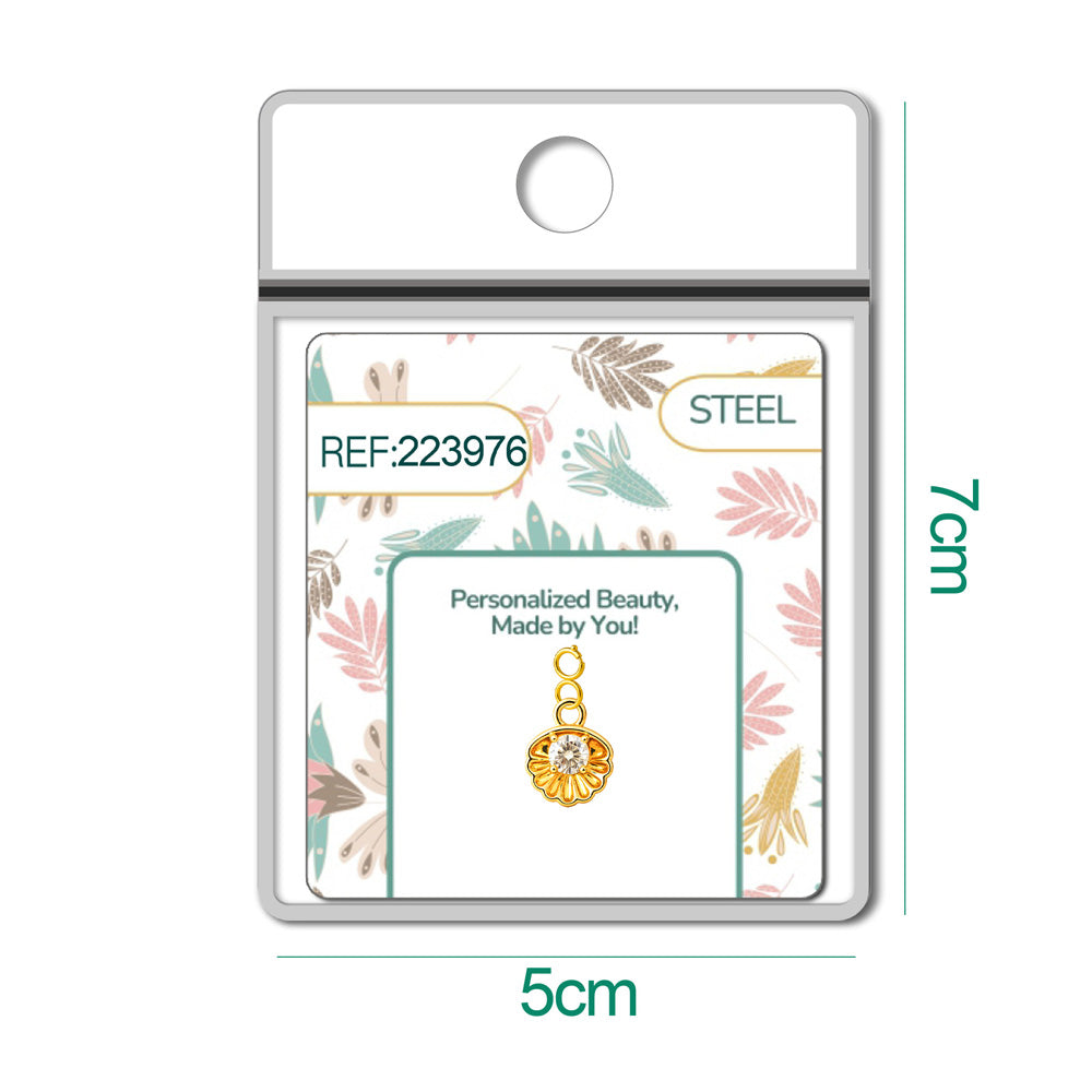 CHARM de Cobre Chapado a Oro 14K con Circonita-con Cierre