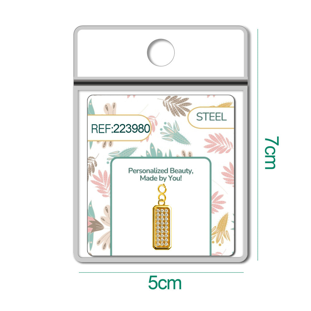 CHARM de Cobre Chapado a Oro 14K con Circonita-con Cierre