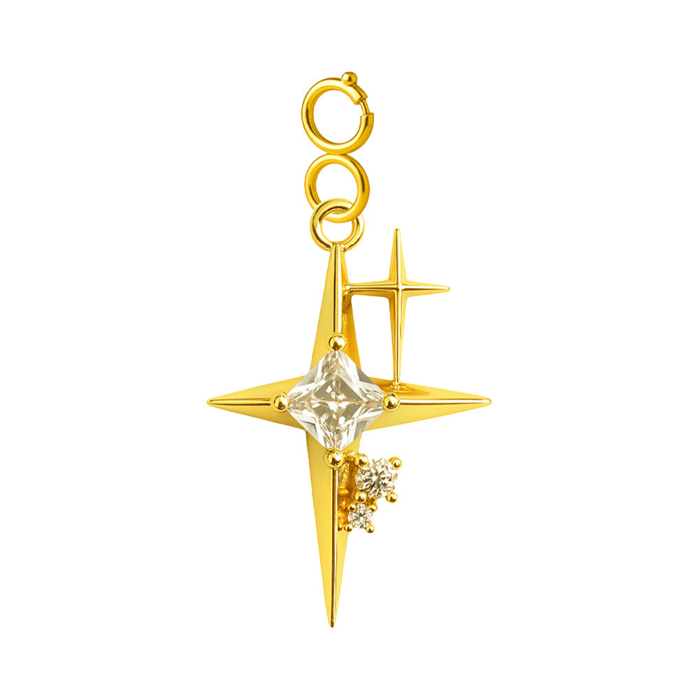 CHARM de Cobre Chapado a Oro 14K con Circonita-con Cierre