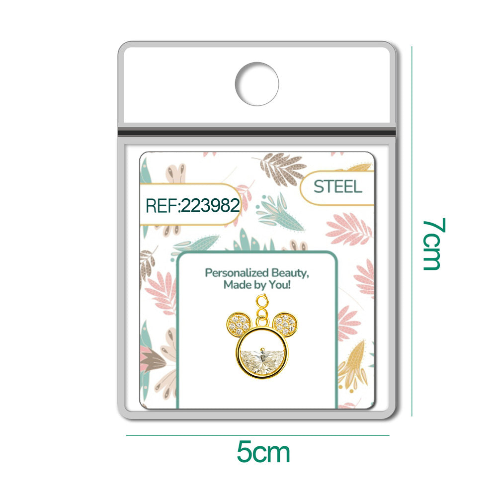 CHARM de Cobre Chapado a Oro 14K con Circonita-con Cierre