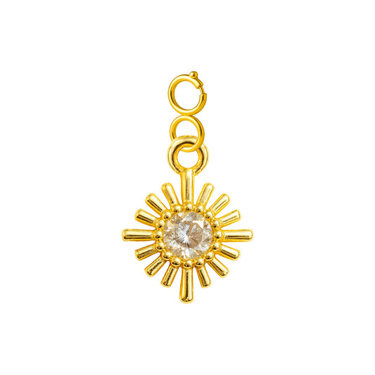 CHARM de Cobre Chapado a Oro 14K con Circonita-con Cierre