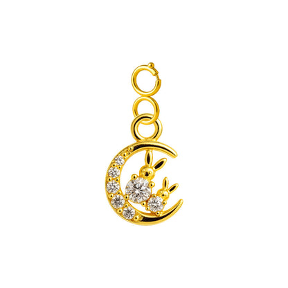CHARM de Cobre Chapado a Oro 14K con Circonita-con Cierre