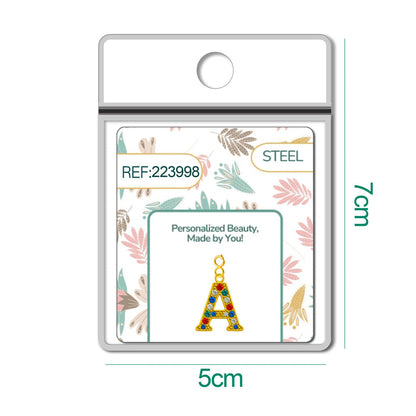 CHARM de Letra A Acero color Dorado con Circonita-con Cierre
