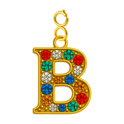 CHARM de Letra B Acero color Dorado con Circonita-con Cierre