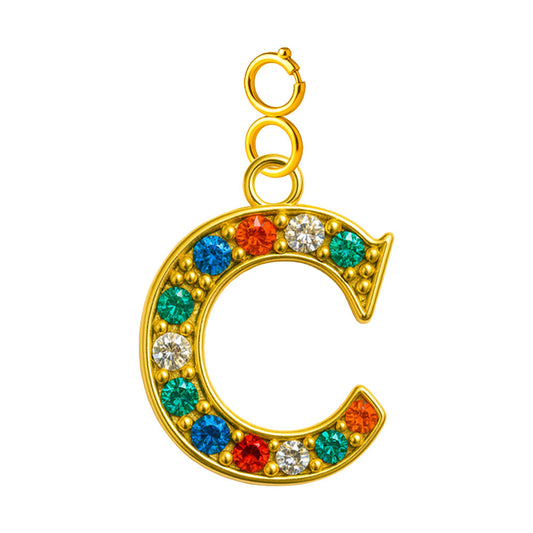 CHARM de Letra C Acero color Dorado con Circonita-con Cierre