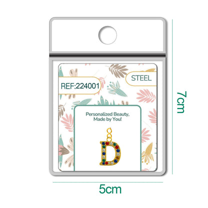 CHARM de Letra D Acero color Dorado con Circonita-con Cierre