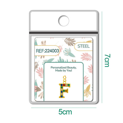 CHARM de Letra F Acero color Dorado con Circonita-con Cierre