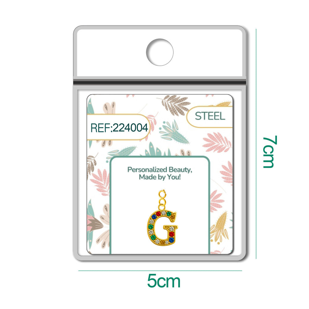 CHARM de Letra G Acero color Dorado con Circonita-con Cierre