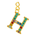 CHARM de Letra H Acero color Dorado con Circonita-con Cierre - cotigo