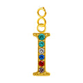 CHARM de Letra I Acero color Dorado con Circonita-con Cierre - cotigo
