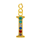 CHARM de Letra I Acero color Dorado con Circonita-con Cierre - cotigo