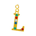 CHARM de Letra L Acero color Dorado con Circonita-con Cierre - cotigo