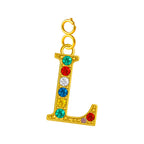 CHARM de Letra L Acero color Dorado con Circonita-con Cierre - cotigo