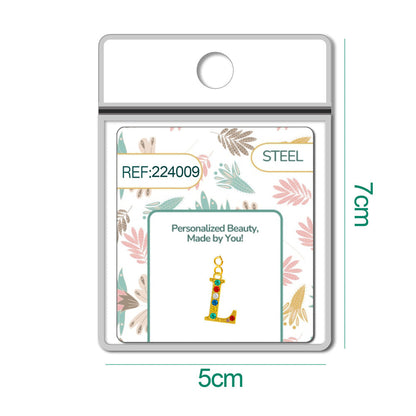 CHARM de Letra L Acero color Dorado con Circonita-con Cierre